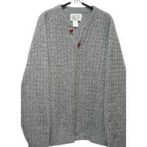 VTG Environmental Clothing Mens M Wool Blend Henley Waffle Knit Grandpa Sweater